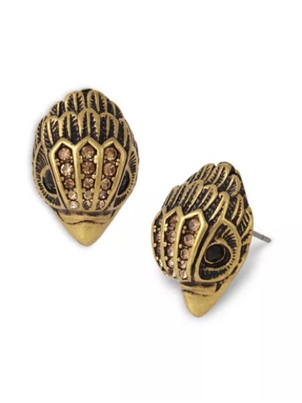 Kurt Geiger London Eagle Stud Earrings Brass Gold NWOT